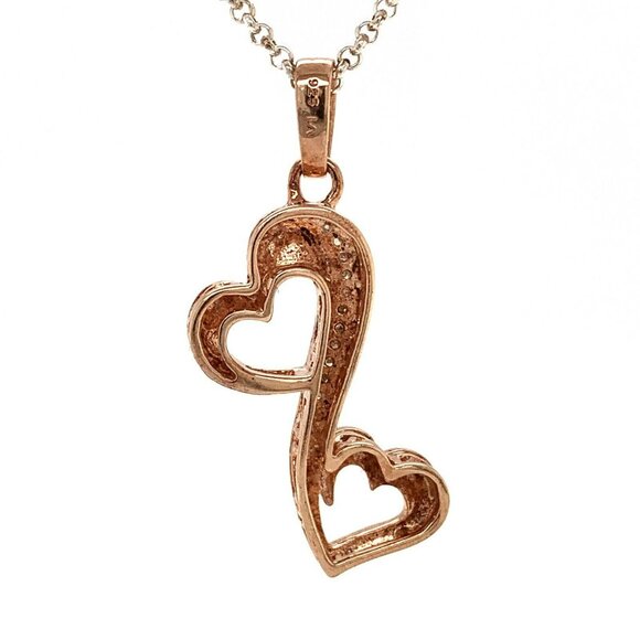 3 PC Sterling w/ Rose Gold Plate & .18ctw Diamond Heart Necklace/Earrings 134 - Picture 5 of 10